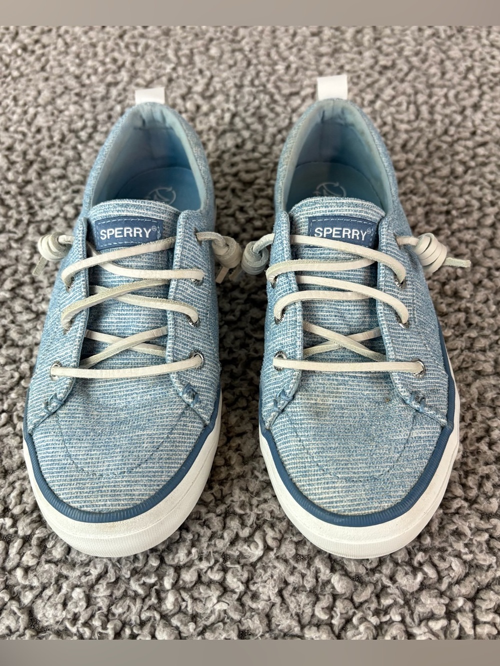 SPERRY Crest Vibe Boat Shoes Blue Women's 6 US Canvas Slip On Sneaker Barrel Tie